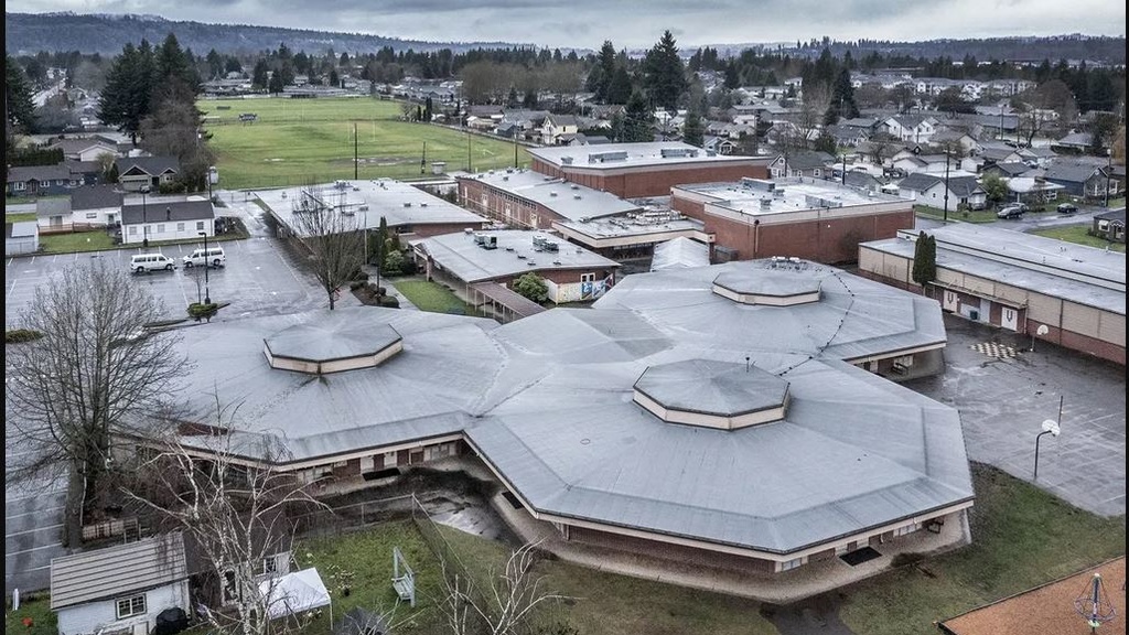 Aerial photo of Monroe school