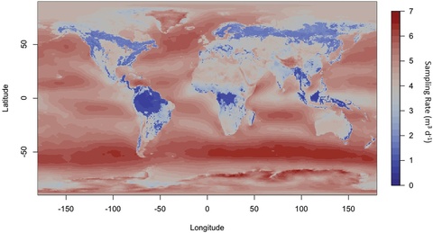 Map of the World displaying Sampling Rate